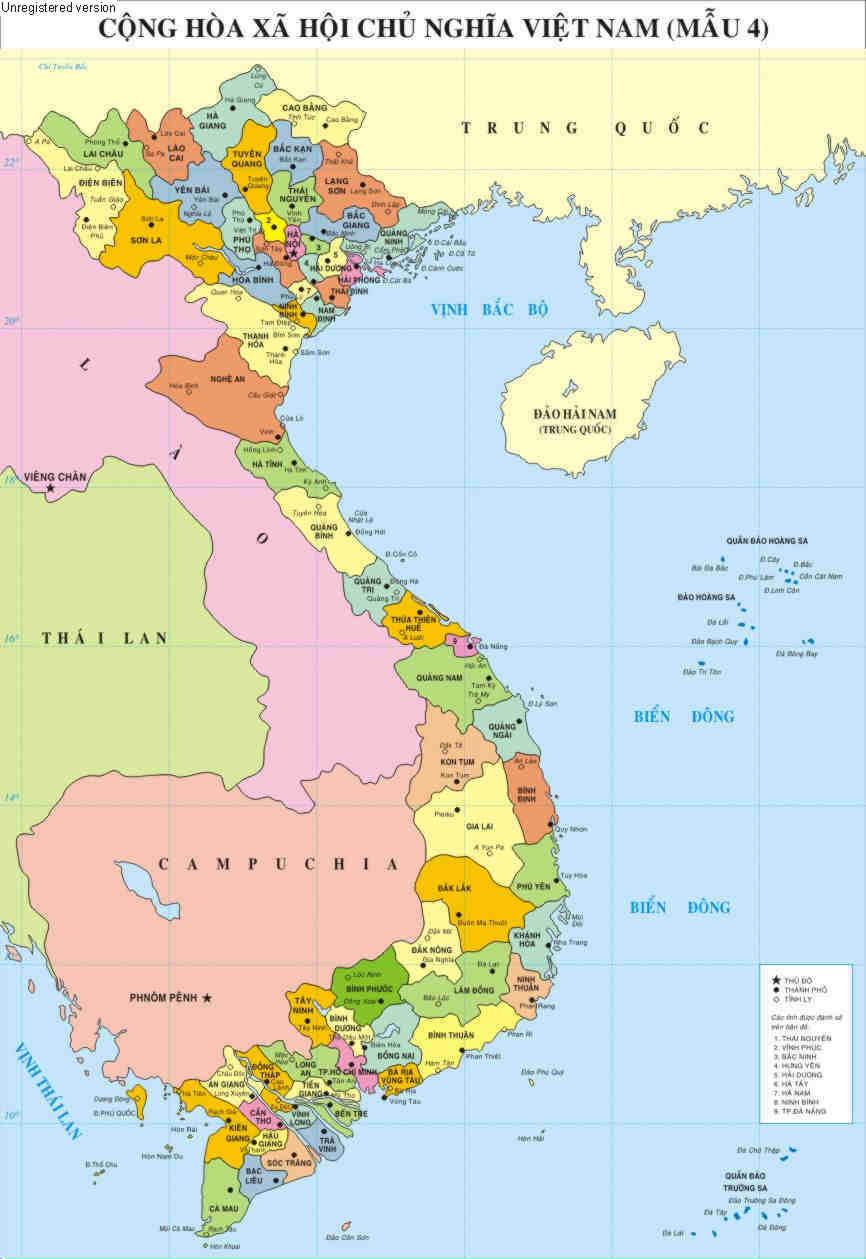 Bản đồ Việt Nam kích thước lớn