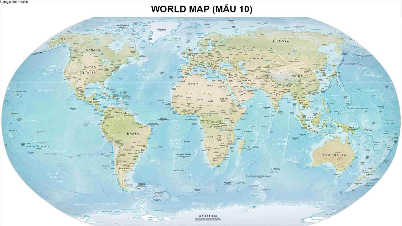 Bản đồ thế giới kích thước lớn