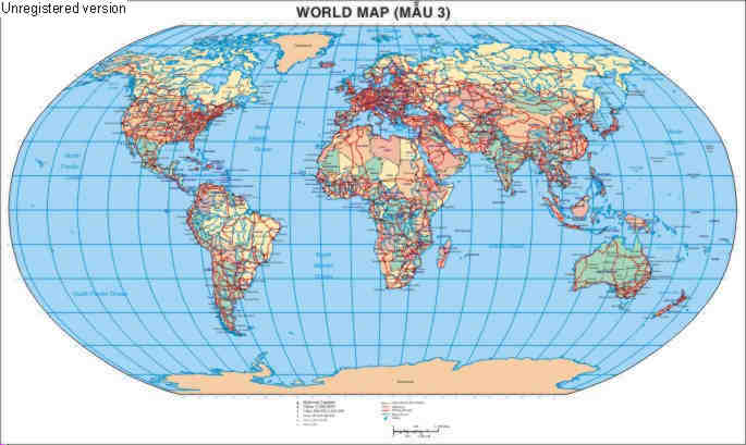 In bản đồ thế giới khổ lớn