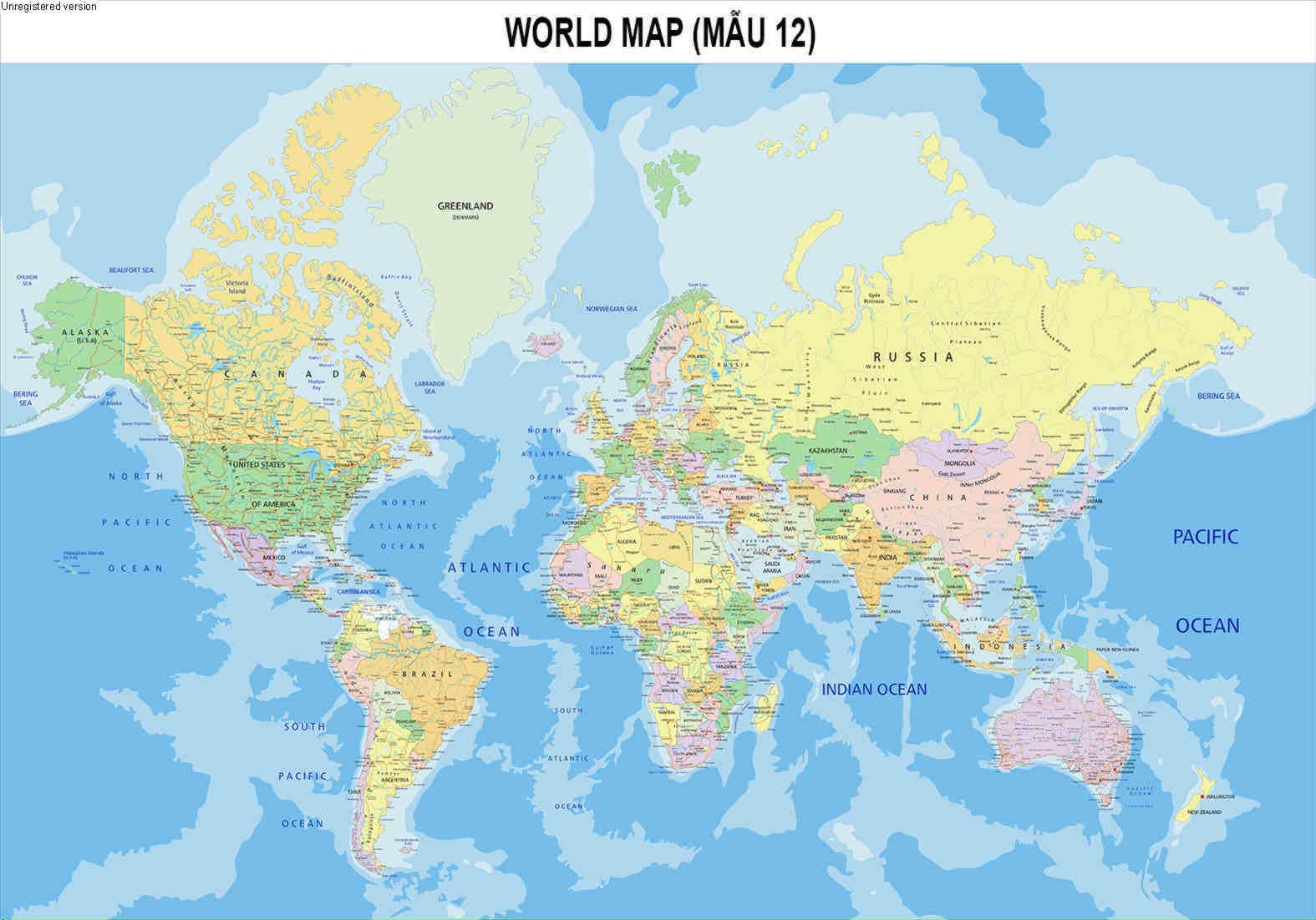 bản đồ thế giới khổ lớn treo tường