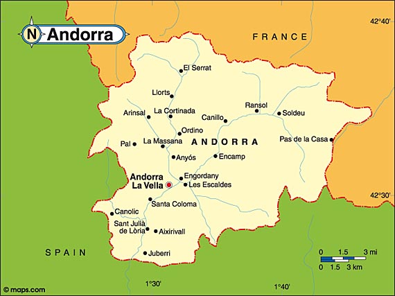 Bản đồ khổ lớn Andorra