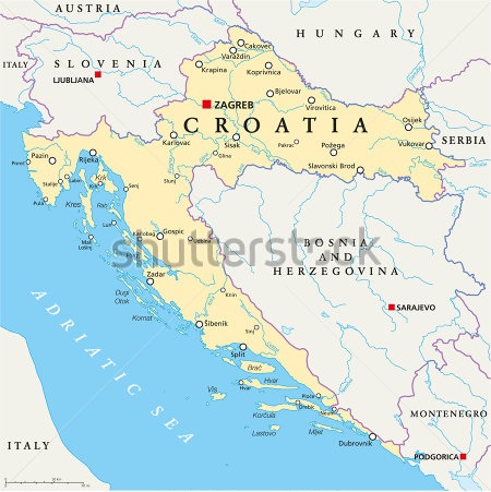 Bản đồ khổ lớn nước Croatia political