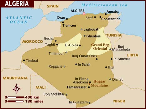 Bản đồ khổ lớn nước Algerie